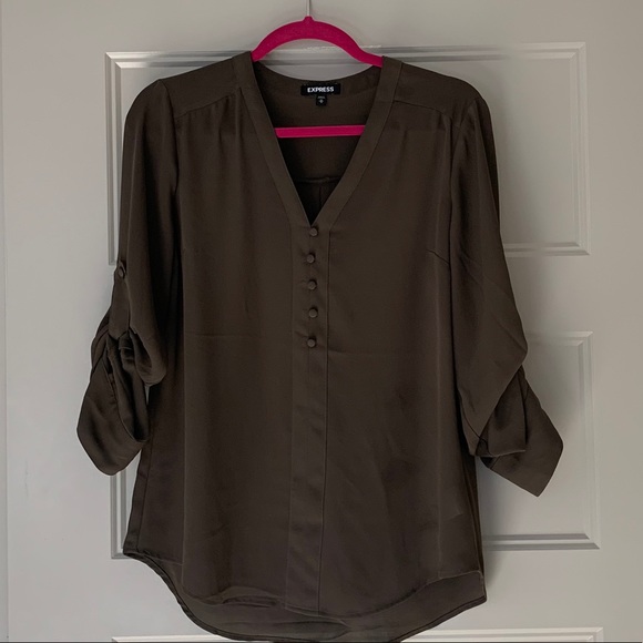 Olive green EXPRESS blouse - Picture 1 of 6
